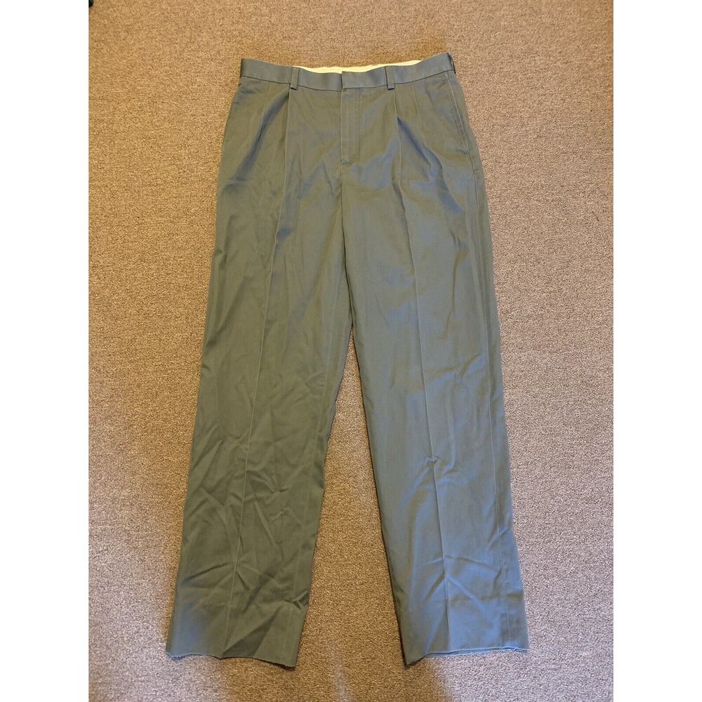 LL Bean Classic Fit Dark Gray Dress Pants Flat Front Cuffed Men's Size 34
